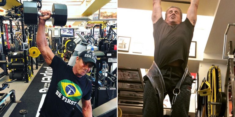 71 Yaşındaki Sylvester Stallone Beline Bağlı 45 Kilo ile Pull Up Yapıyor